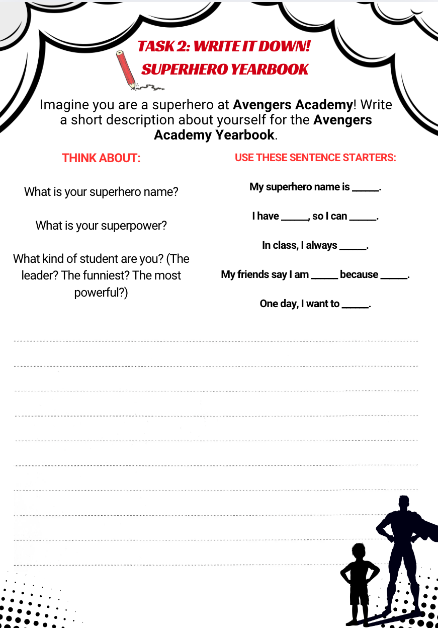 Superheroes in Action: "Marvel Avengers Academy" Movie Trailer Worksheet